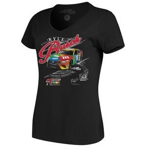 Women's Kyle Busch Joe Gibbs Racing NASCAR Black V-Neck T-Shirt XL New NWT‎